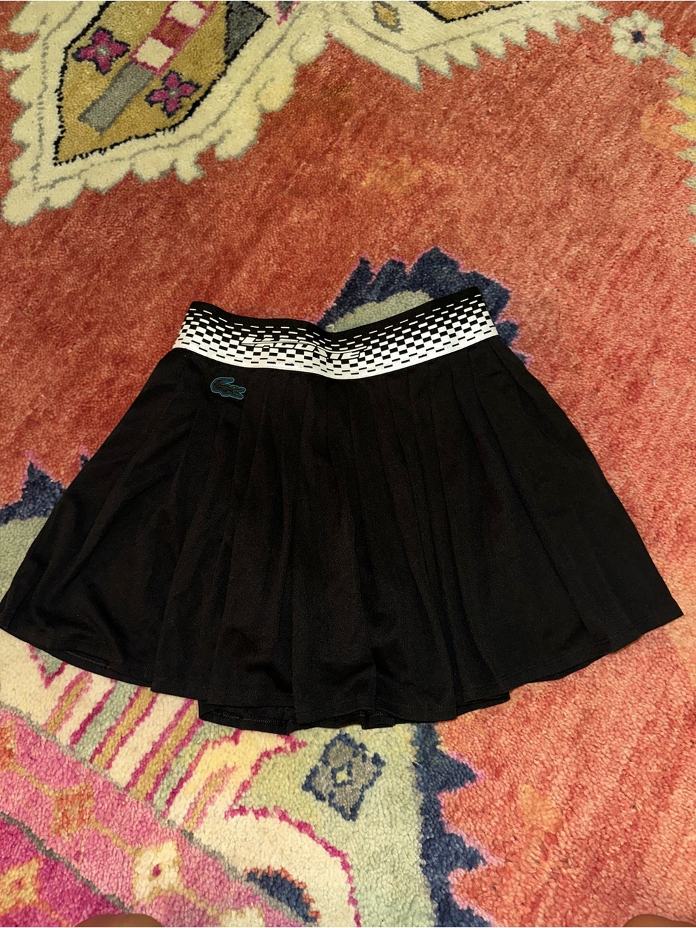 Lacoste Black Skater Skirt with Patterned Elastic Waist
